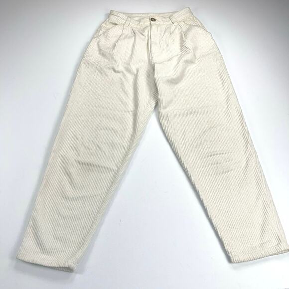 Free People Relaxed Fir Barrel Leg Wide Wale Corduroy Jeans Pants Cream Size 2 - Picture 10 of 10